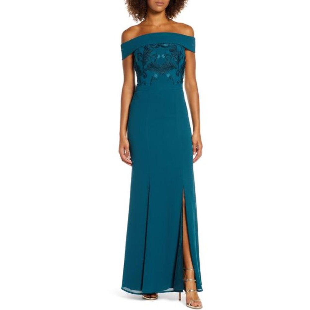 Chi Chi London Fenella Off Shoulder Trumpet Gown
